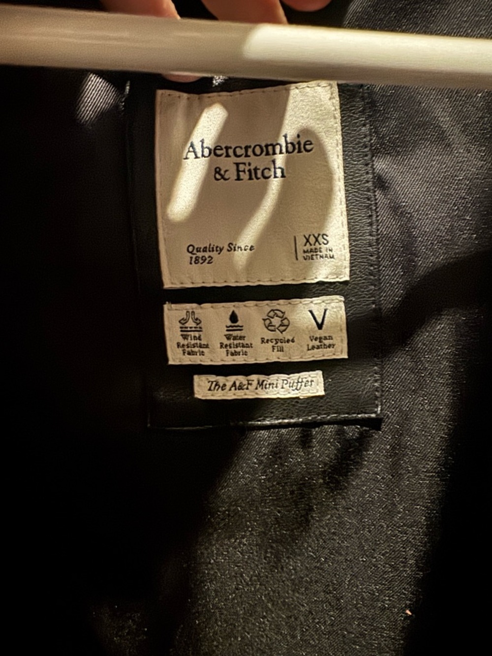 Abercrombie & Fitch Black Faux Leather Puffer Jacket - Picture 2 of 2